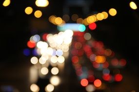 night glare of light on the road