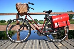 Picture of parked Bicycle on a bridge