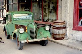 Vintage rusty green car