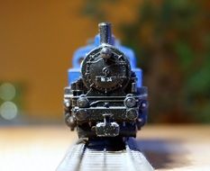 toy train on the railway on the table
