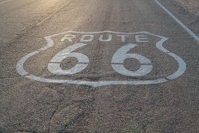 Route 66 as an emblem on the pavement