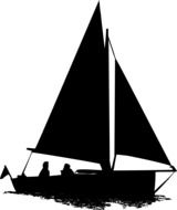 black drawing of a ship on a white background