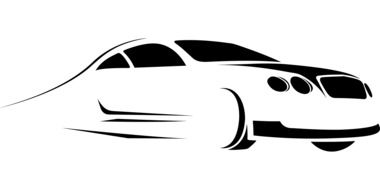 Black silhouette of a car on a white background