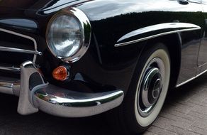 Front of a black classic mercedes-benz