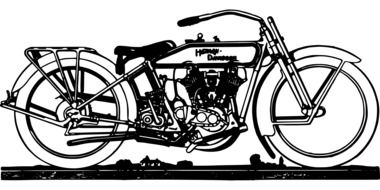 drawn black and white retro motorcycle