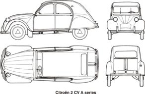 sketches of retro Citroen car