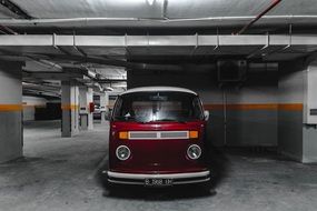 burgundy retro volkswagen bus