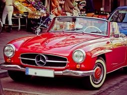 red classic Mercedes Benz