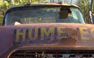 rust truck in an abandoned place