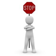 man in front of stop traffic Sign, render