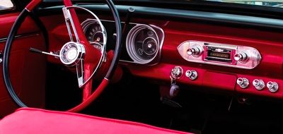 luxury red oldtimer Car Dashboard