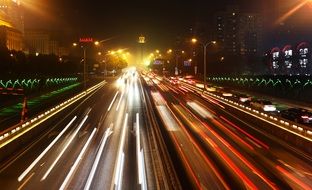 lighting traffic road at night