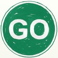 Go on the road green sign