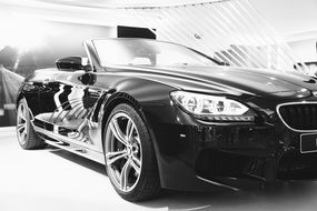 Black stylish Bmw in black and white background