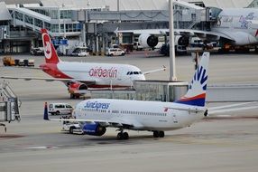 panoramic view of airplanes at munich airport