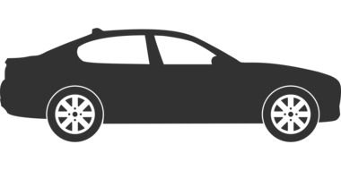 side view of Car, black and white icon