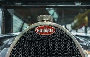 Cooler of Oldtimer Bugatti Auto close up