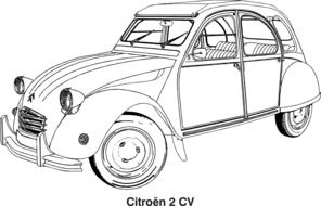 coloring book Citroen 2cv drawing