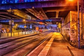 graffiti on the walls at the underground tram stop