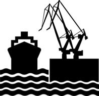 Black and white drawing of the dock clipart