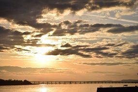 Forth Road Bridge at the sunset light