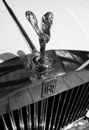 Black and white photo of Rolls Royce car