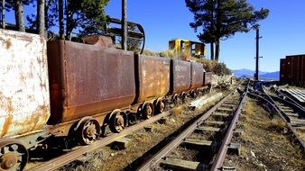 Train on the railway in the mine