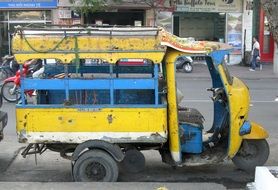 Old taxi on the road