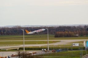 Aircraft taking off airport, germany, munich