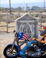 biker heading to route 66