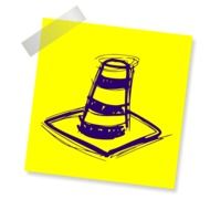 Drawing of a traffic cone on a yellow sheet