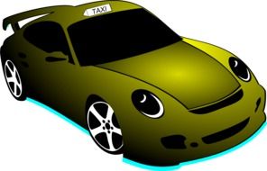 Clip art of cartoon neon taxi car