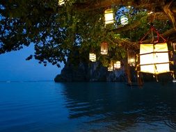lighting lamp on a trees