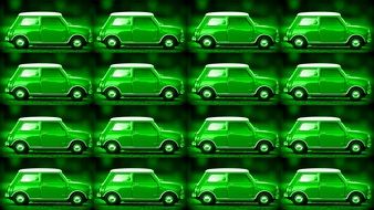 Clip art of green Old Cars