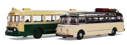 two buses as miniature models