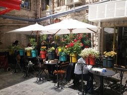 Market with the flowers as a street decor