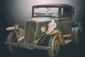 old car on black and white background