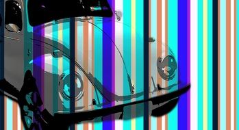 Volkswagen Beetle car at colorful background drawing