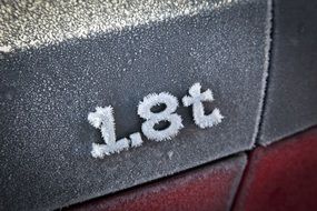 frozen logo on a car closeup