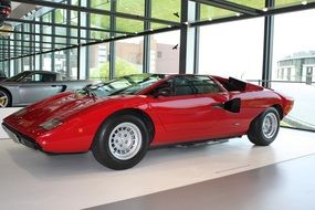 red sport car in museum in Wolfsburg