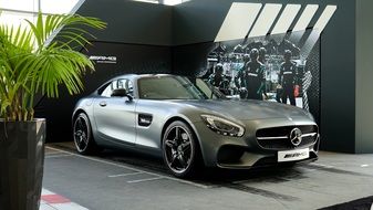 High-speed Mercedes Benz in the cabin