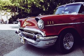 old time car with chromed details