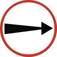 German road sign with arrow to the right