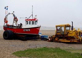 tractor with trailer and boat