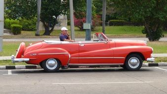 Vintage red car on a street