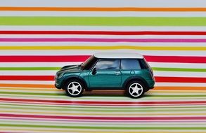 turquoise mini cooper as a miniature model