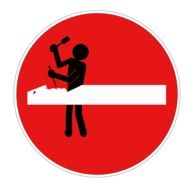 traffic sign with black figure of a man