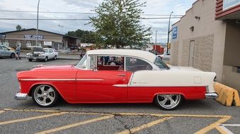 white red retro car