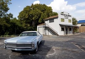 light blue classic limousine, usa, texas, mesquite