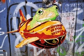 toad on a plane like graffiti